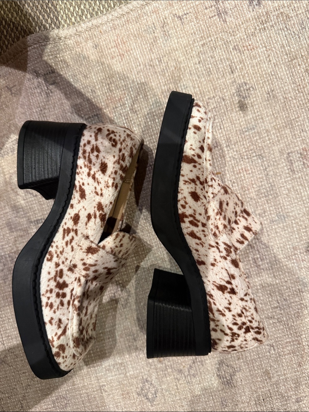 Wild Pair Cream and Brown Speckled Chunky-Heel Loafers - Picture 4 of 4
